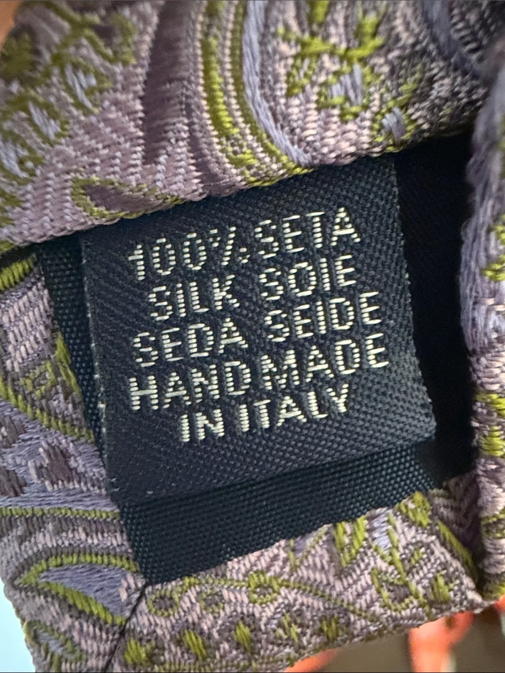 Altea Lavender and Olive Paisley Silk Tie
